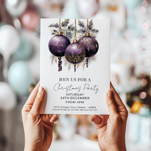 Purple & Gold Elegant Christmas Party  Invitation