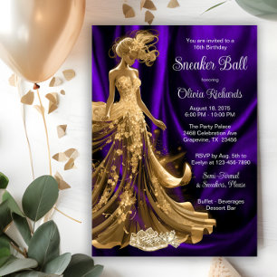 Purple Gold Elegant Sneaker Ball Invitation
