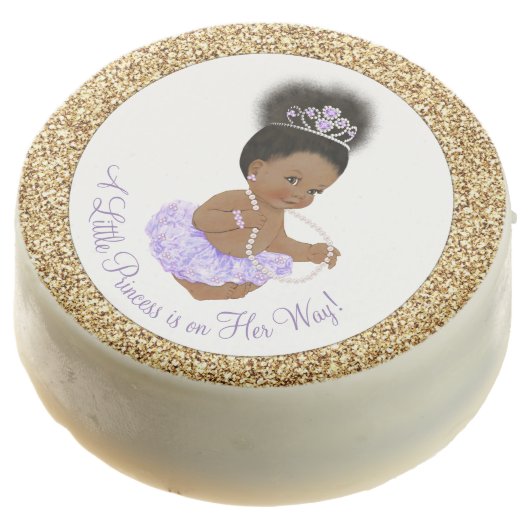Purple Gold Ethnic Princess Baby Shower Cookies (Angled)