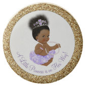 Purple Gold Ethnic Princess Baby Shower Cookies (Front)