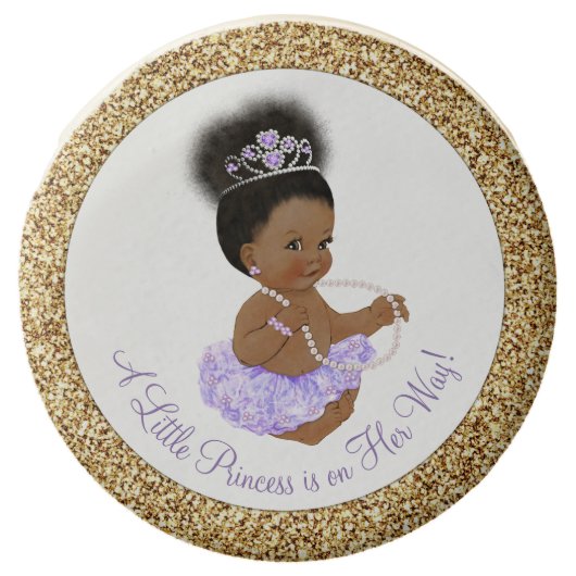 Purple Gold Ethnic Princess Baby Shower Cookies (Front)