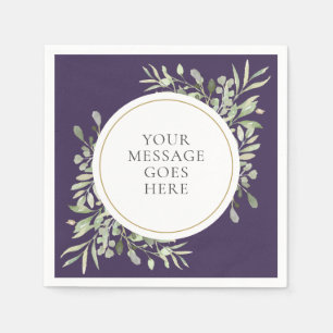 Purple Gold Eucalyptus Greenery Foliage Napkins