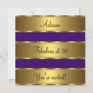 Purple & Gold Fabulous 50th Birthday Party Event Invitation