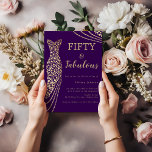 Purple & Gold Fifty & Fabulous 50th Birthday Invitation<br><div class="desc">Purple & Gold Fifty & Fabulous 50th Birthday Invitation
Available as a digital electronic invitation
Variations to the invitation and matching items in our store</div>