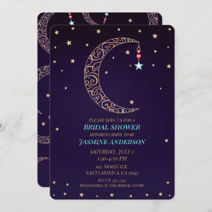 Purple Gold Filigree Moon Celestial Bridal Shower Invitation