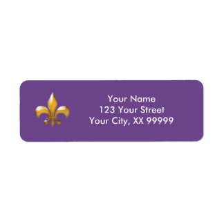 Purple Gold Fleur de Lis Label