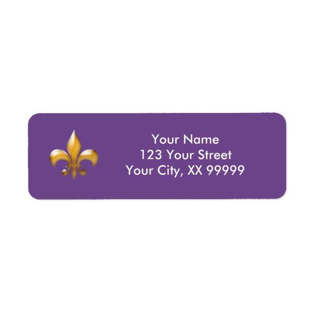 Purple Gold Fleur de Lis Label (Front)