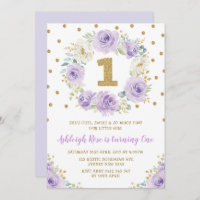 Purple Gold Floral 1st Birthday Wild One Party