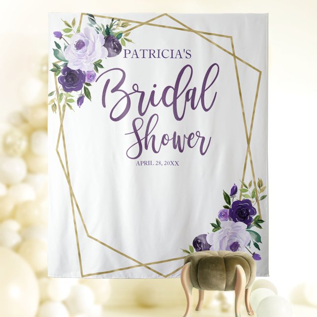 Purple Gold Floral Bridal Shower Backdrop (Creator Uploaded)