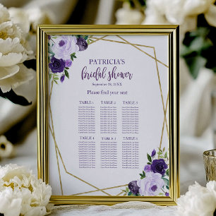 Purple Gold Floral Bridal Shower Seating Chart