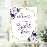 Purple Gold Floral Bridal Shower Welcome Foam Board<br><div class="desc">Lovely purple gold floral welcome sign for bridal shower. Easy to personalize with your details. Great for purple or floral-themed bridal shower. Please get in touch with me via chat if you have questions about the artwork or need customization. PLEASE NOTE: For assistance on orders, shipping, product information, etc., contact...</div>