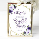 Purple Gold Floral Bridal Shower Welcome Poster<br><div class="desc">Lovely purple gold floral welcome sign for bridal shower. Easy to personalize with your details. Great for purple or floral-themed bridal shower. Please get in touch with me via chat if you have questions about the artwork or need customization. PLEASE NOTE: For assistance on orders, shipping, product information, etc., contact...</div>