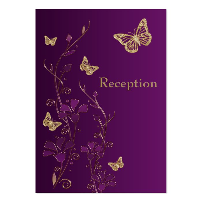 Purple, Gold Floral Butterflies Enclosure Card Business Card