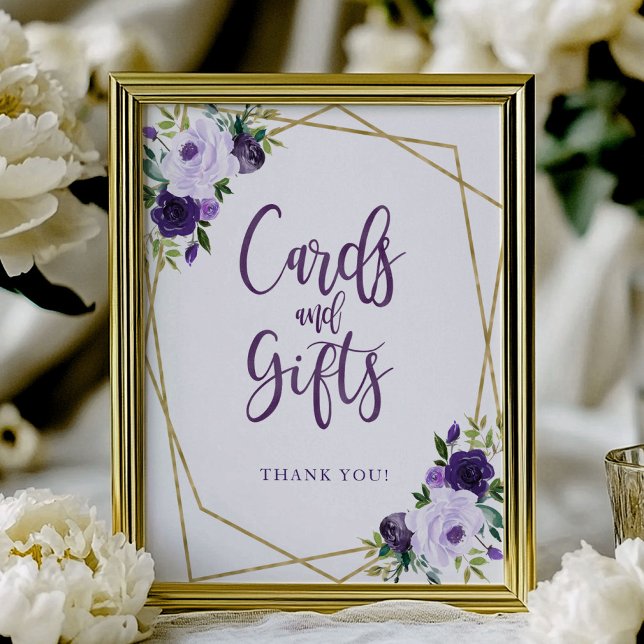Purple Gold Floral Cards And Gifts Sign (Creator Uploaded)
