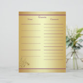 Purple Gold Floral Guest Book Paper (Standing Front)