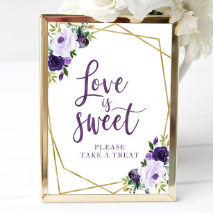 Purple Gold Floral  Love Is Sweet Sign
