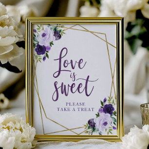Purple Gold Floral  Love Is Sweet Sign