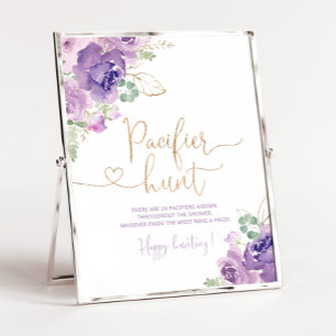 Purple gold floral Pacifier hunt game Poster