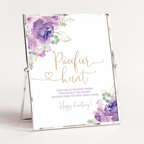 Purple gold floral Pacifier hunt game Poster