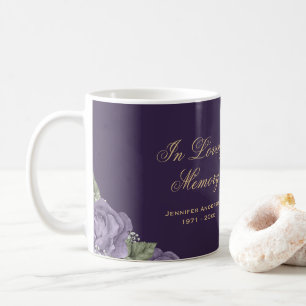 Purple Gold Floral Photo Memorial Funeral Coffee Mug