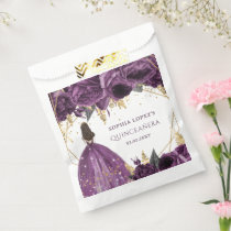 Purple Gold Floral Princess Quinceanera   Favor Bag