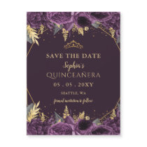 Purple Gold Floral Quinceañera  Save the Date