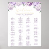 Purple Lilac Floral Gold Quinceañera Seating Chart