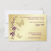 Purple Gold Floral with Butterflies RSVP Card 2 (Back)