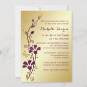 Purple Gold Floral with Buttterflies Bat Mitzvah Invitation (Back)