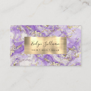 Purple Gold Fluid Marble Business Card