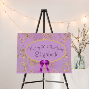 Purple Gold Foil 50th Birthday 24x18 Foam Board