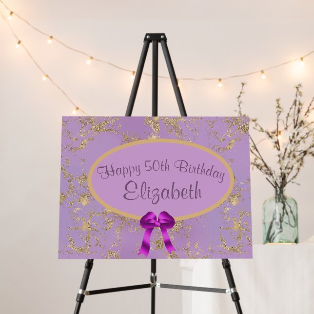 Purple Gold Foil 50th Birthday 24x18 Foam Board (In Situ (Stand))