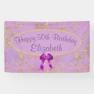 Purple Gold Foil 50th Birthday Banner