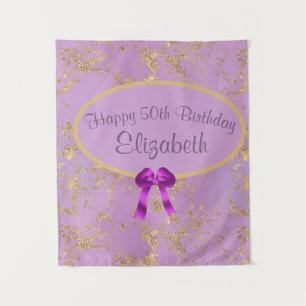 Purple Gold Foil 50th Birthday Tapestry