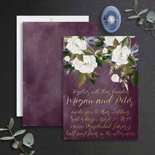 Purple Gold Foil Calligraphy Fine Art Wedding Foil Invitation
