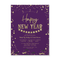 Purple & Gold Foil Confetti New Year's Eve Party
