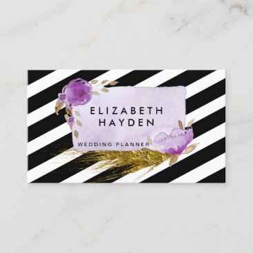 Purple gold foil Floral business card