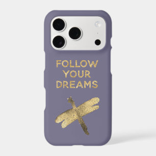 Purple Gold Follow Your Dreams Dragonfly iPhone 17 Pro Case