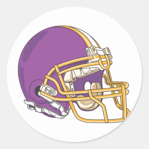 Purple Gold Football Helmet Classic Round Sticker