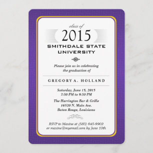 Purple & Gold Formal Graduation Party Invite