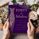 Purple & Gold Forty & Fab 40th Birthday Invitation<br><div class="desc">Purple  & Gold Forty & Fab 40th Birthday Party Invitation
Available as a digital electronic invitation
Variations to the invitation and matching items in our store</div>
