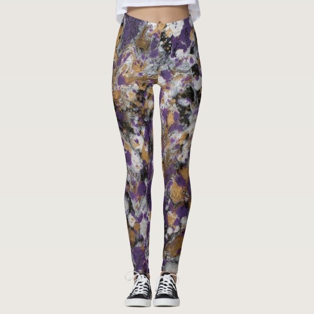 Purple & Gold Galaxy Leggings (Front)