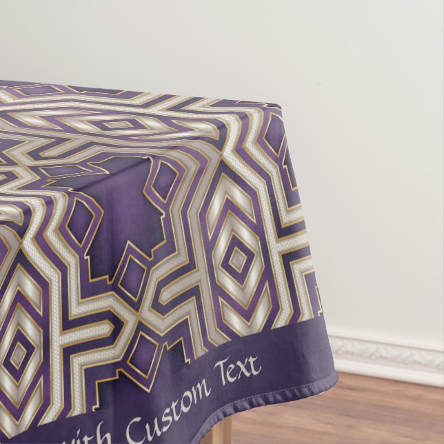 Purple Gold Geometric Art Deco Custom Design Tablecloth (In Situ)