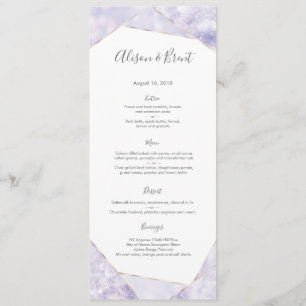 Purple gold geometric Wedding Menu or Program Card