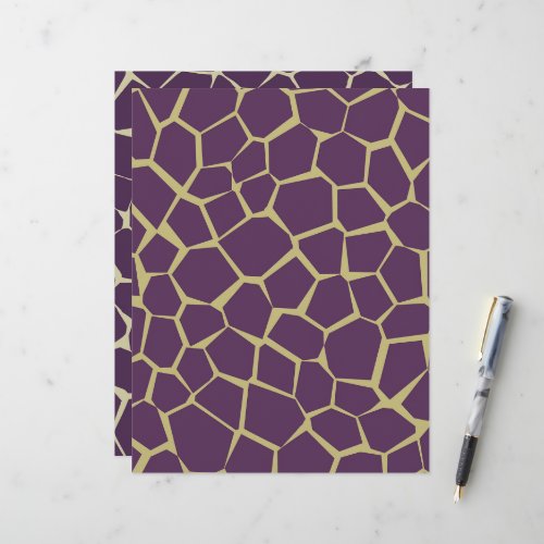 Purple &amp; Gold Giraffe Pattern Scrapbook Paper