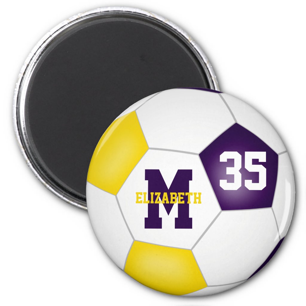 purple gold girls boys soccer team colors magnet
