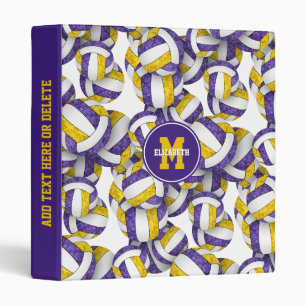 purple gold girls school colors volleyball pattern 3 ring binder