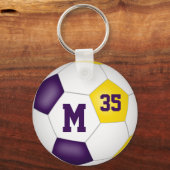 purple gold girls soccer goal team spirit sports keychain (Back)