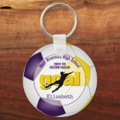 purple gold girls soccer goal team spirit sports keychain (Front)