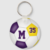 purple gold girls soccer goal team spirit sports keychain (Back)
